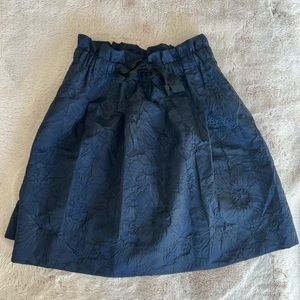 Navy blue floral embroidery skirt great as a Christmas party outfit